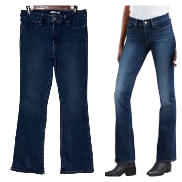 Levi’s 315 Shaping Boot Cut Dark Wash Jeans Blue - Picture 14 of 16